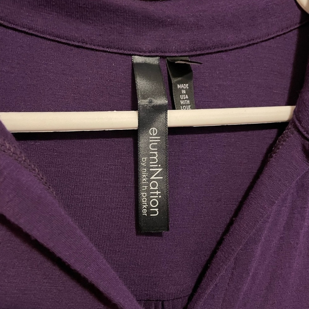 EllumiNation by Nikki H Parker Purple Long Sleeve Blouse Size Large